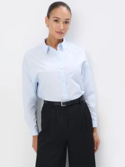 MOHITO Błękitna koszula z ozdobnymi elementami bu0142u0119kitny Clearance