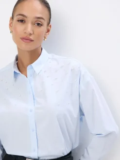 MOHITO Błękitna koszula z ozdobnymi elementami bu0142u0119kitny Clearance