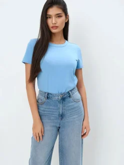 MOHITO Błękitny t-shirt basic niebieski Clearance