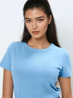 MOHITO Błękitny t-shirt basic niebieski Clearance