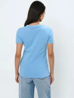 MOHITO Błękitny t-shirt basic niebieski Clearance
