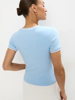 MOHITO Błękitny t-shirt z krótkim rękawem bu0142u0119kitny Online