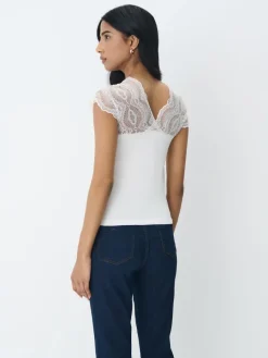 MOHITO Bluzka z koronkowymi wstawkami biau0142y Fashion