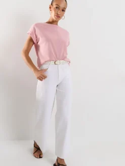 MOHITO Bluzka z krótkim rękawem pastelowy ru00f3u017cowy Outlet