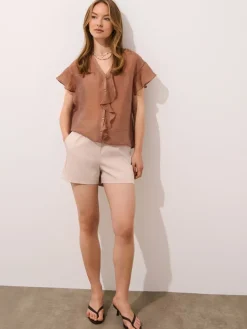 MOHITO Bluzka z lyocellem bru0105zowy Fashion