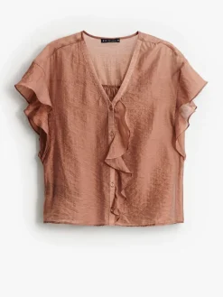 MOHITO Bluzka z lyocellem bru0105zowy Fashion