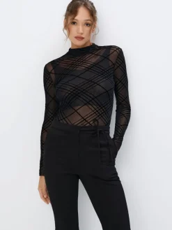 MOHITO Bluzka z metaliczną nitką czarny Fashion