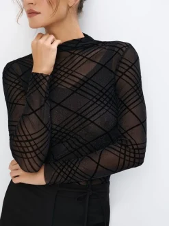 MOHITO Bluzka z metaliczną nitką czarny Fashion