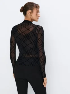 MOHITO Bluzka z metaliczną nitką czarny Fashion