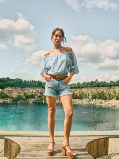 MOHITO Bluzka z odkrytymi ramionami bu0142u0119kitny Outlet