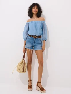 MOHITO Bluzka z odkrytymi ramionami bu0142u0119kitny Outlet