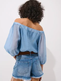 MOHITO Bluzka z odkrytymi ramionami bu0142u0119kitny Outlet