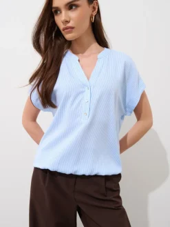 MOHITO Bluzka z wiskozy w paski bu0142u0119kitny Online