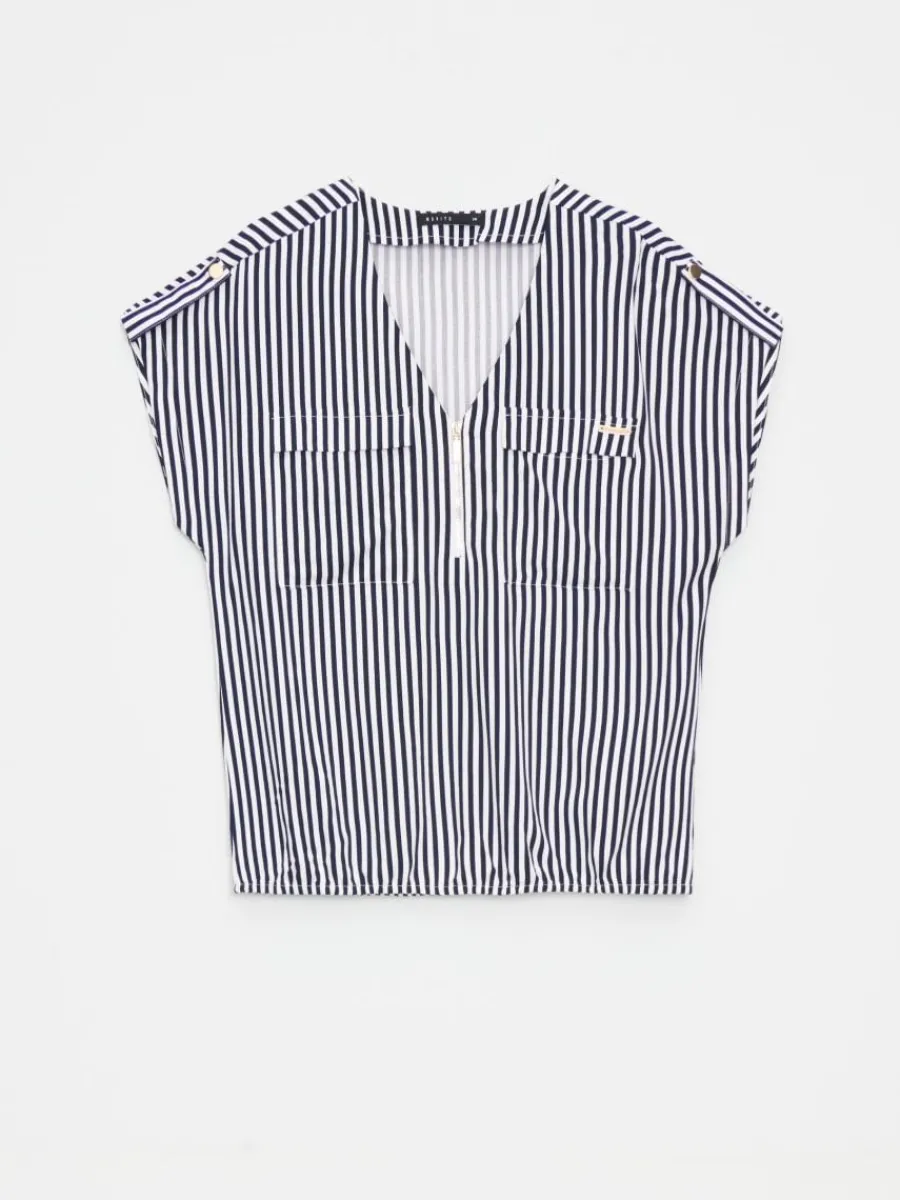 MOHITO Bluzka z wiskozy w paski biau0142y Discount