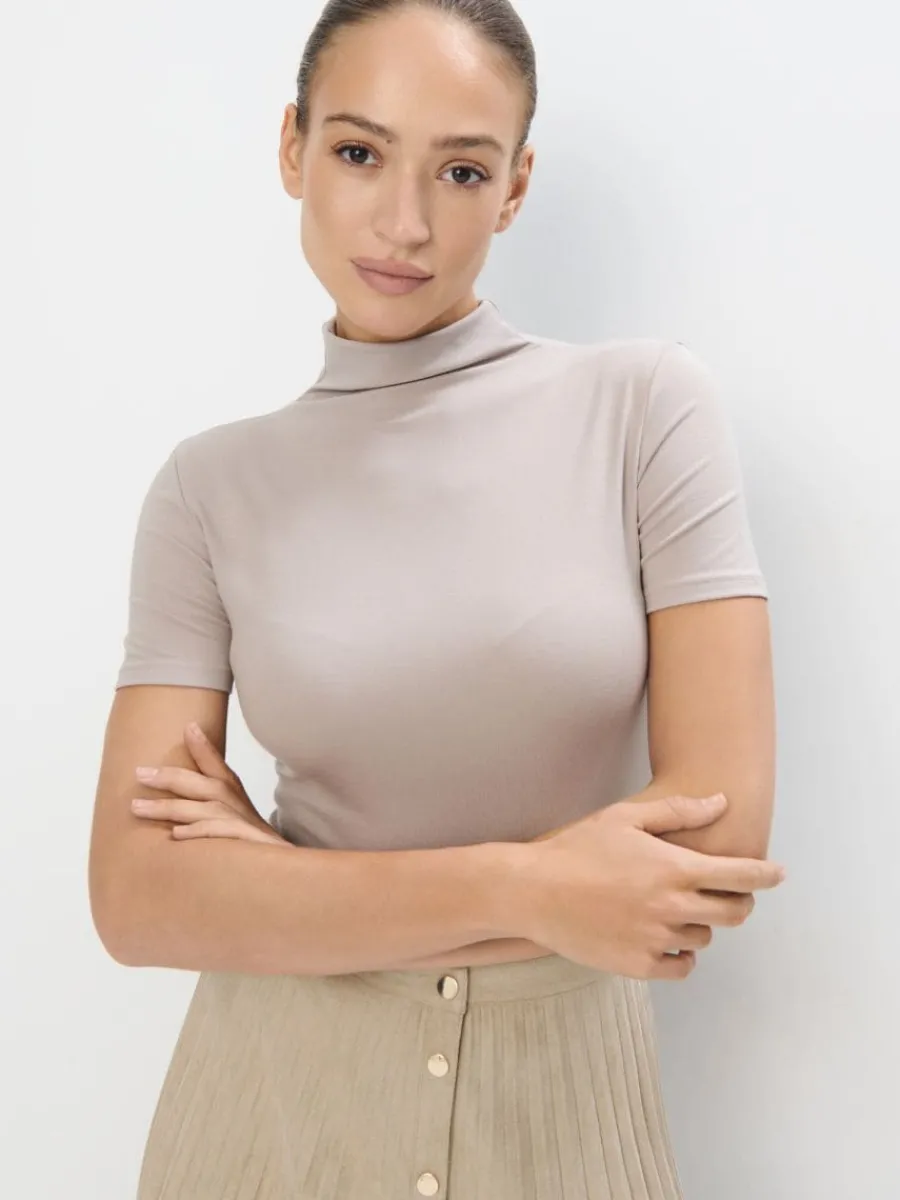 MOHITO Bluzka ze stójką beu017cowy Hot