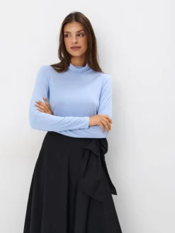 MOHITO Bluzka ze stójką bu0142u0119kitny Discount