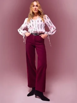 MOHITO Bordowe spodnie z szeroką nogawką kasztanowy Fashion