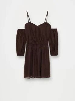 MOHITO Brązowa sukienka mini z lyocellem ciemno bru0105zowy Online