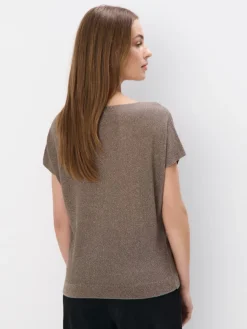 MOHITO Brązowy sweter z wiskozą i metalizowaną nitką khaki New