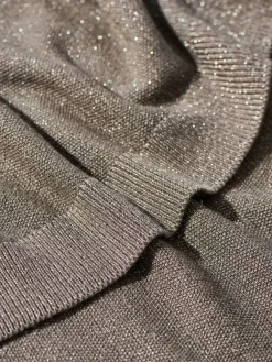 MOHITO Brązowy sweter z wiskozą i metalizowaną nitką khaki New