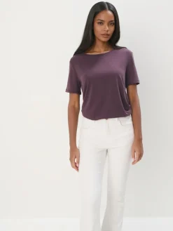 MOHITO Brązowy T-shirt z modalem mahou0144 Online