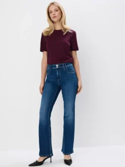 MOHITO Burgundowy t-shirt z merceryzowanej bawełny kasztanowy Discount