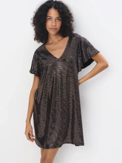 MOHITO Błyszcząca sukienka mini oversize zu0142oty Sale