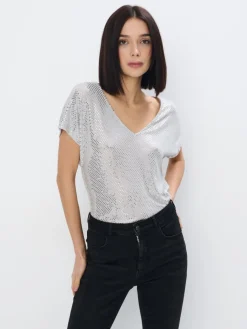 MOHITO Błyszcząca szara bluzka szary Hot