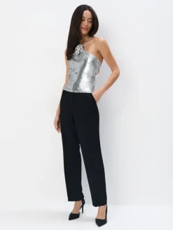 MOHITO Cekinowy top srebrny Fashion