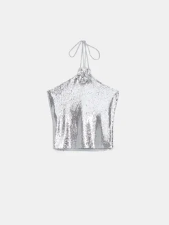 MOHITO Cekinowy top srebrny Fashion