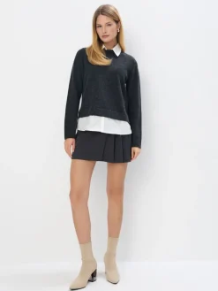 MOHITO Ciemno sweter ze wstawką koszulową szary Discount