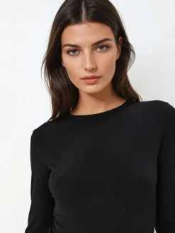 MOHITO Czarna prążkowana bluzka czarny Best