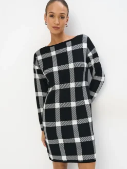 MOHITO Czarna sukienka mini w kratę czarny Online