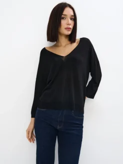 MOHITO sweter z dekoltem V czarny Fashion
