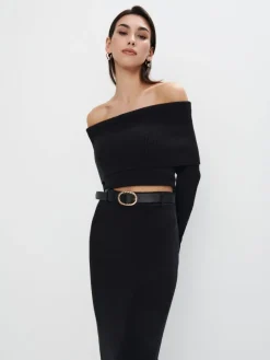 MOHITO sweter z odkrytymi ramionami czarny Outlet