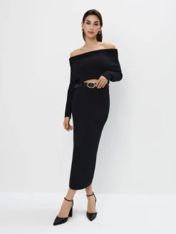 MOHITO sweter z odkrytymi ramionami czarny Outlet