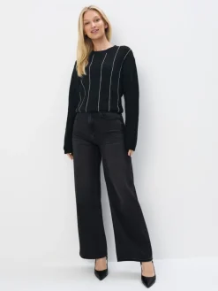 MOHITO sweter z ozdobnym splotem czarny Fashion