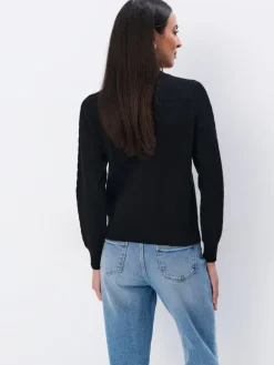 MOHITO sweter z ozdobnymi guzikami czarny Fashion