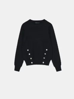 MOHITO sweter z ozdobnymi guzikami czarny Fashion