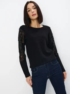 MOHITO sweter z ozdobnymi rękawami czarny Discount