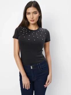 MOHITO t-shirt z bawełną czarny Online