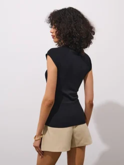 MOHITO t-shirt z bawełną i lyocellem czarny Online