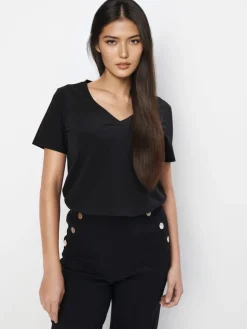 MOHITO t-shirt z bawełną i wiskozą czarny Online