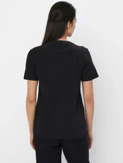 MOHITO t-shirt z bawełną i wiskozą czarny Online