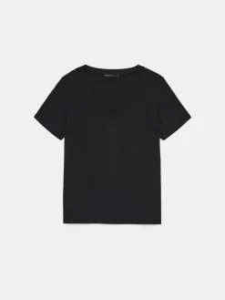 MOHITO t-shirt z bawełną i wiskozą czarny Online