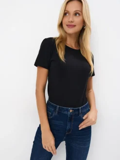 MOHITO t-shirt z bawełny czarny Best