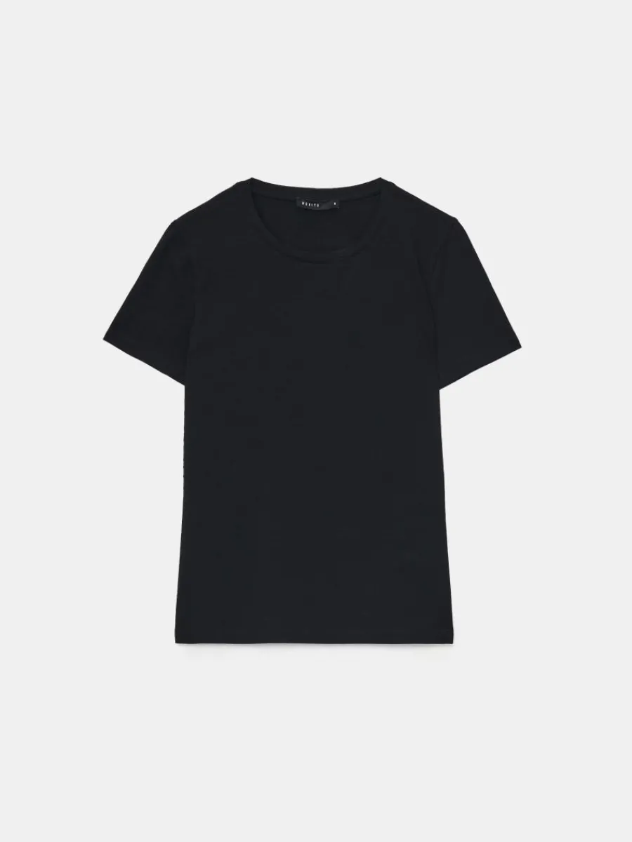 MOHITO t-shirt z bawełny czarny Best