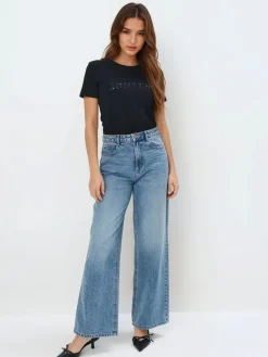 MOHITO t-shirt z cekinową aplikacją czarny Outlet