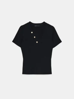 MOHITO t-shirt z dekoltem V czarny Online