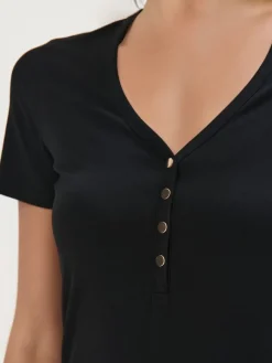 MOHITO t-shirt z dekoltem V czarny Fashion